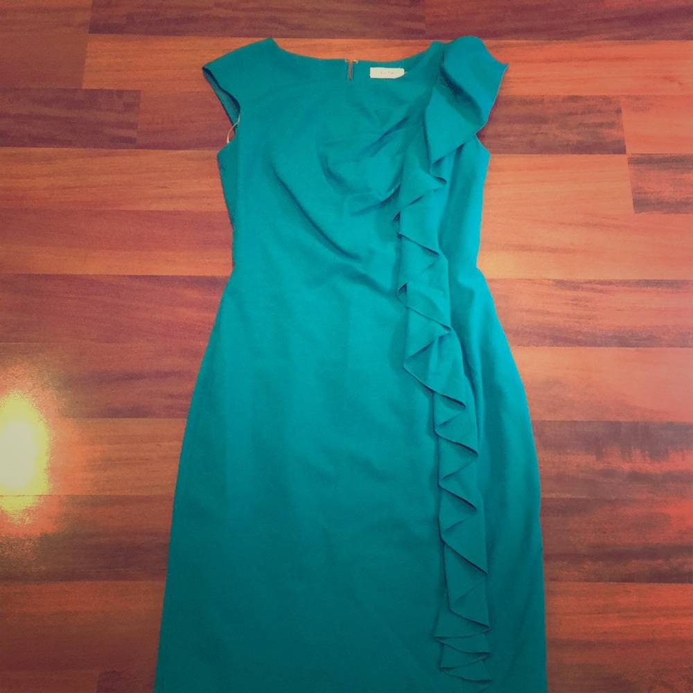 Teal Calvin Klein ruffle dress